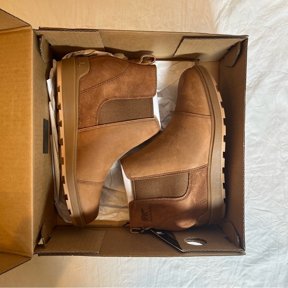 Sorel Evie II Hidden Wedge Chelsea Ankle Leather Boots Women’s Sz9 Tan NIB - Picture 2 of 7